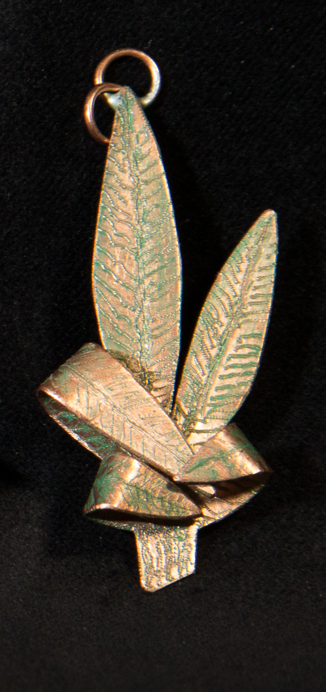 2_ patinated copper peaceleaf pendant